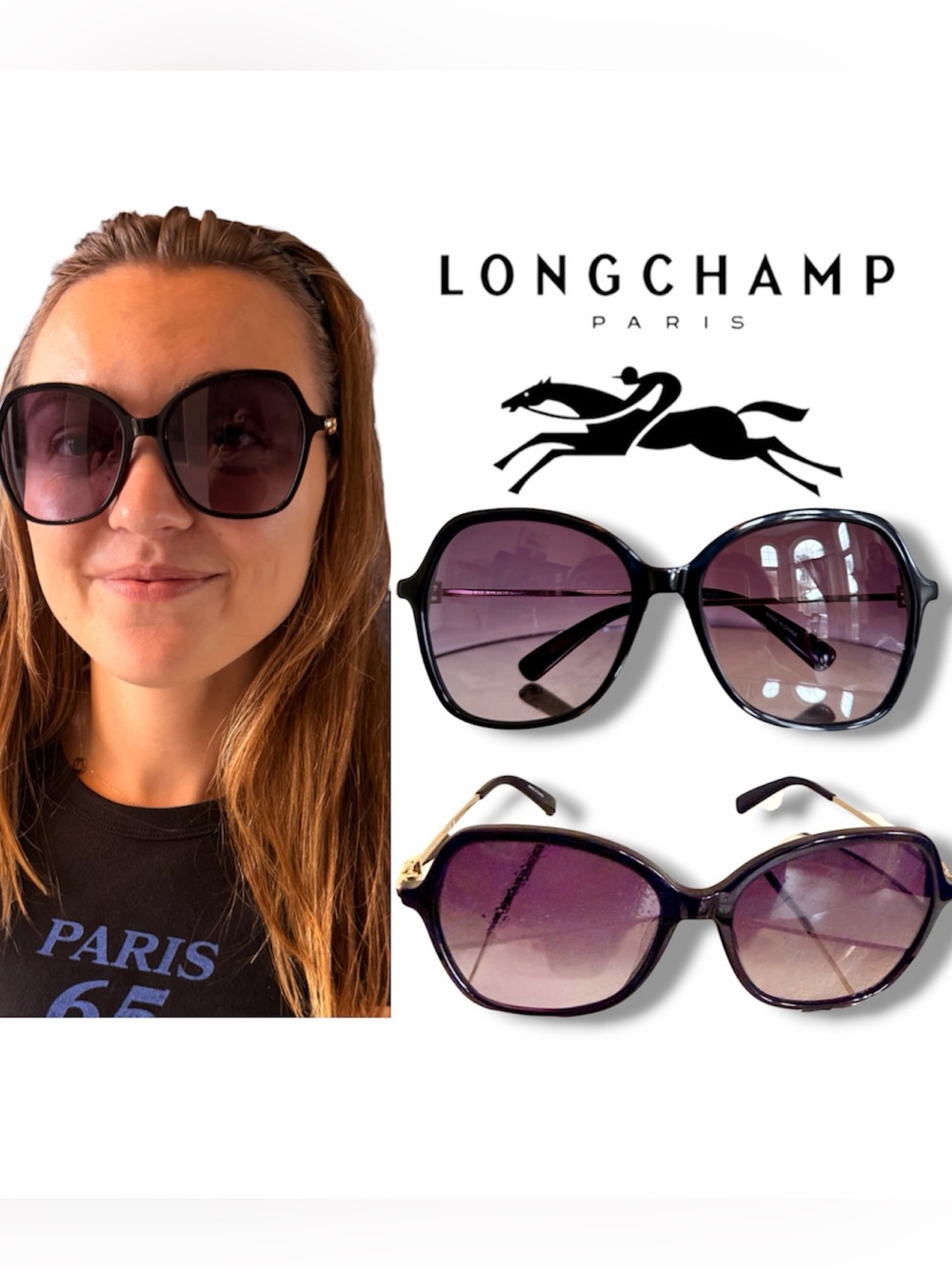 Longchamp LO705S (Color 001) 
Black Frame Sunglasses Purple Gradient Lenses NIB
